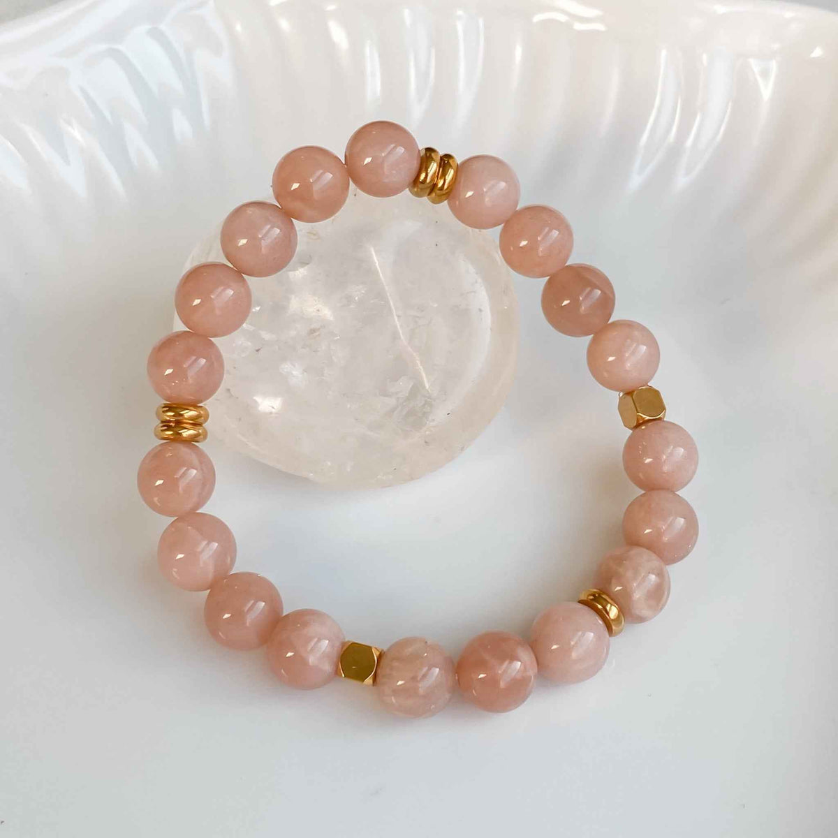 SPARKLES | Bracelet en pierre de soleil et acier inoxydable