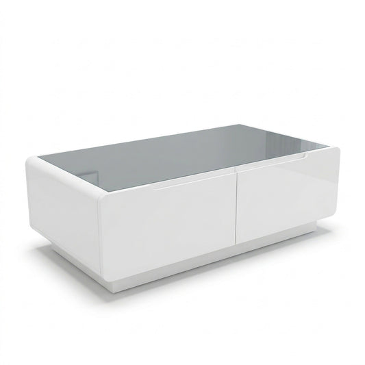 BT18 Rectangular Coffee Table with Glass Top & Storage