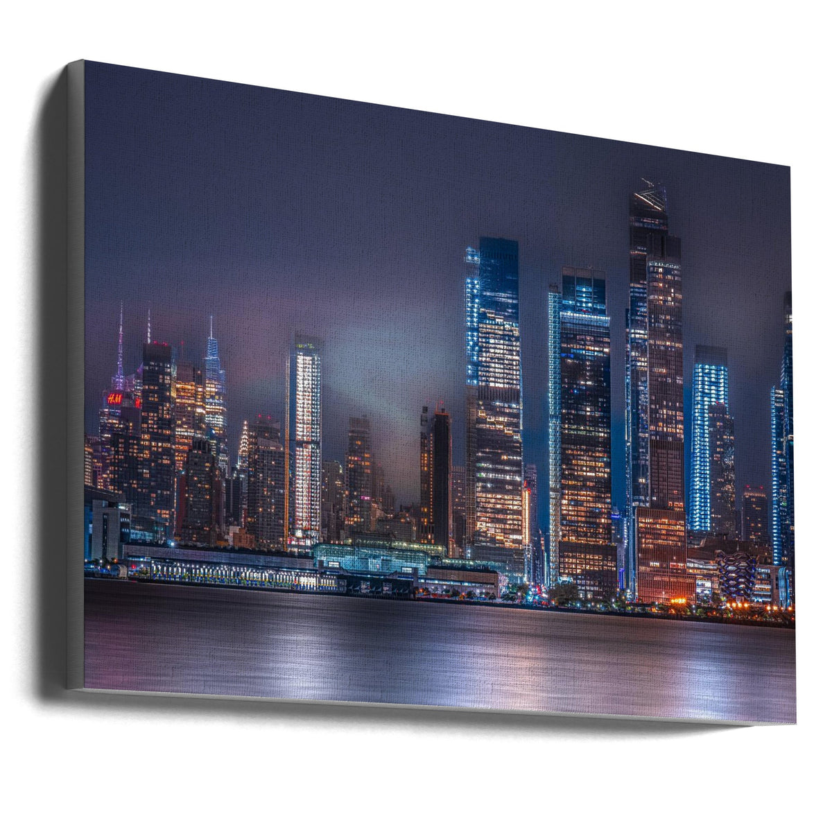Colourful Manhattan Skyline at Night Canvas Wall Art | Skylines-New York / Manhattan