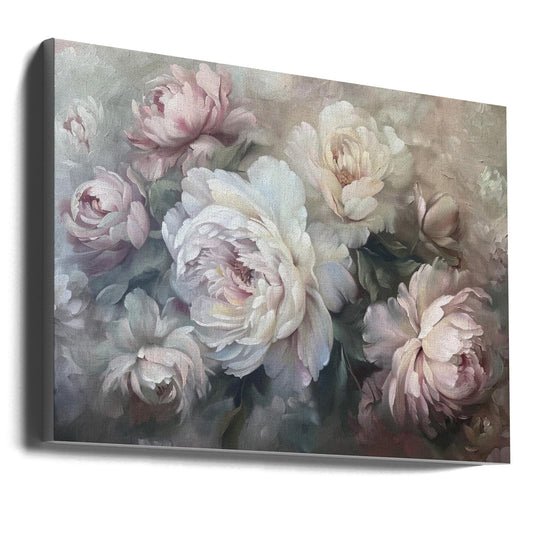 Pastel Pink and White Floral Bouquet Canvas Wall Art | Poster Flower Paint 5