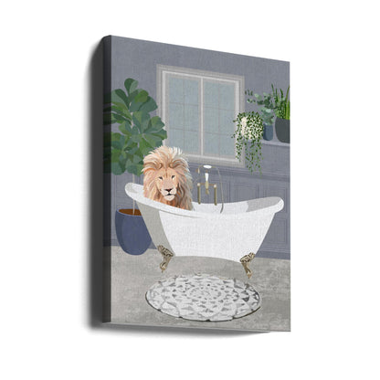 Wall Art Lion Takes A Bath Canvas Print