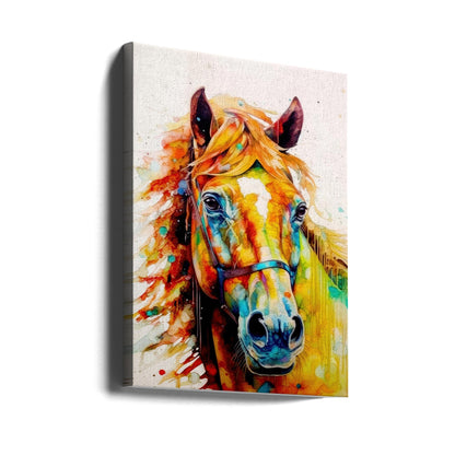 Bright Watercolour Horse Head Portrait Canvas Wall Art | Watercolor Horse (10)