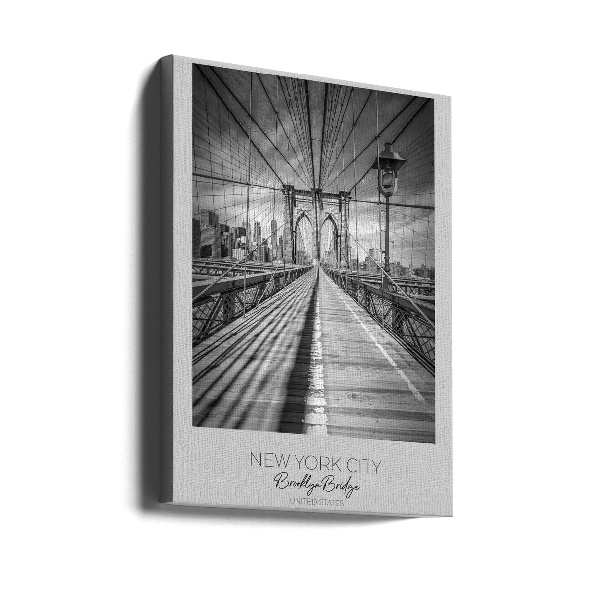 Black and White Brooklyn Bridge Walkway Canvas Wall Art | NEW YORK CITY Brooklyn Bridge