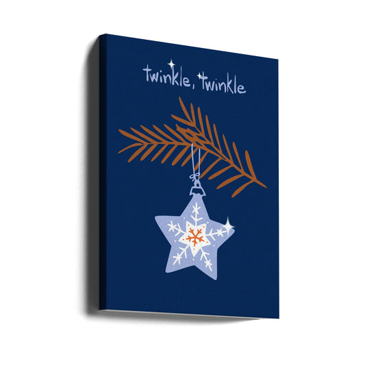 Wall art Cheerful twinkle Christmas star blue Canvas Print