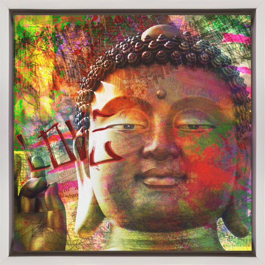 Colourful Buddha Face Street Art Collage Canvas Wall Art | Budalove