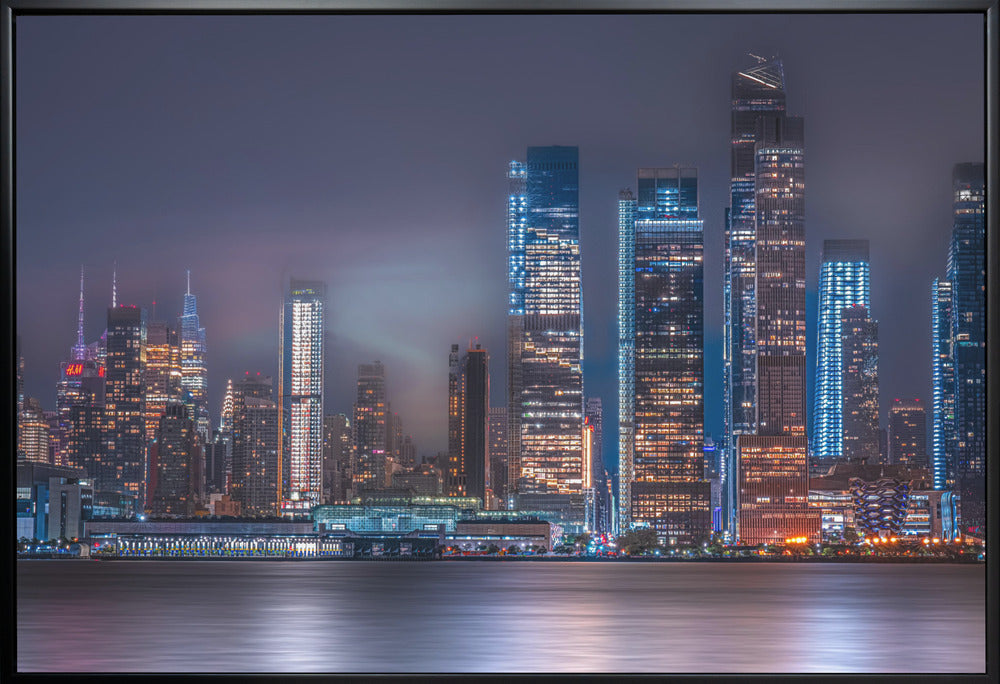Colourful Manhattan Skyline at Night Canvas Wall Art | Skylines-New York / Manhattan
