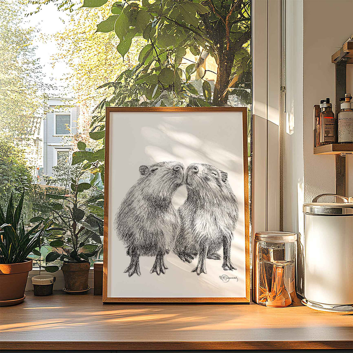 Kissing Capybaras - Animal Art Print