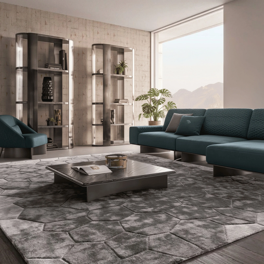 Charcoal Tencel Geometric Rug