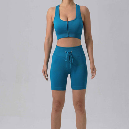 Running Training Padded Bra & Yoga Outfit Set – Quick-Dry Ribbed Activewear for Women