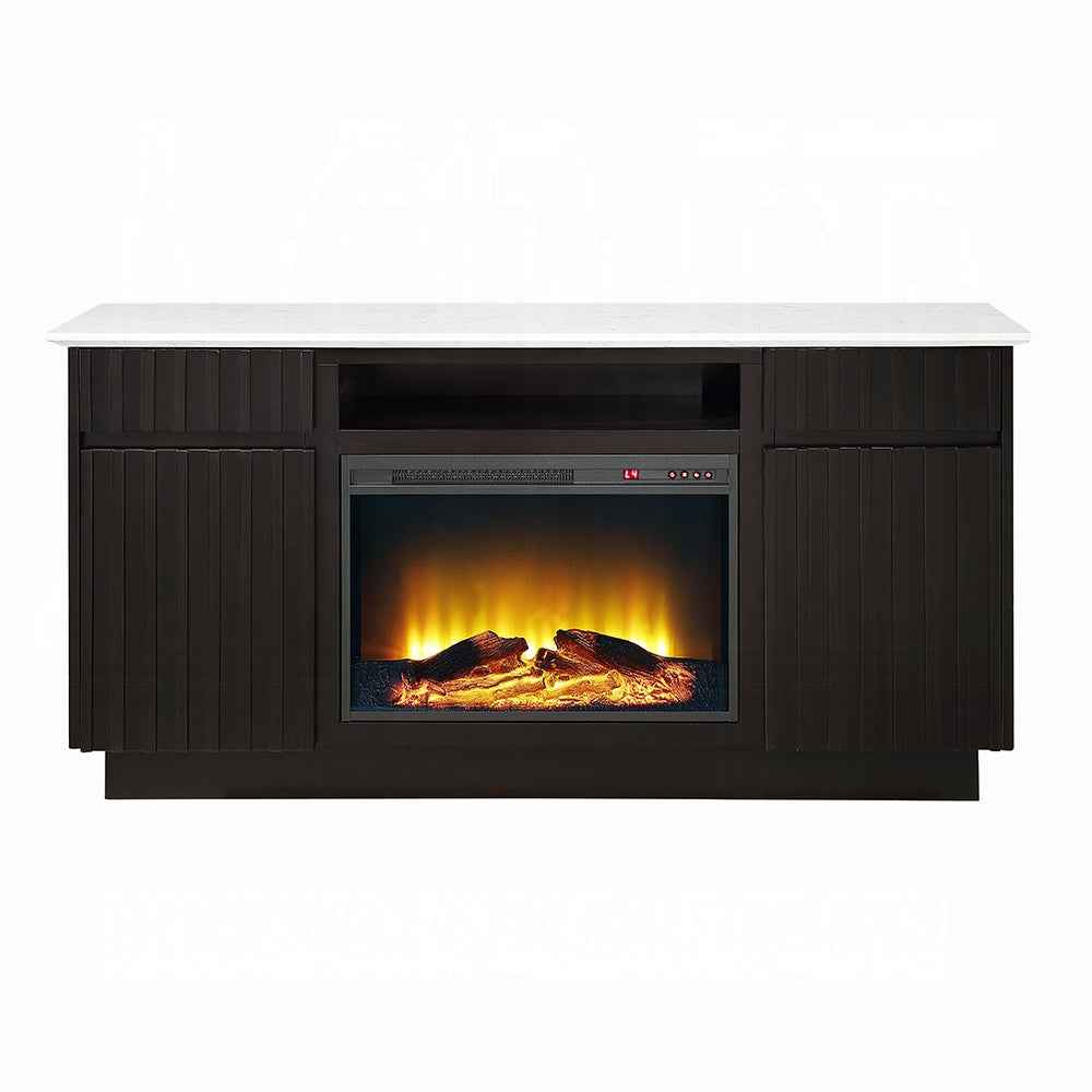 Nocturne Faux Marble Server/Fireplace - Espresso