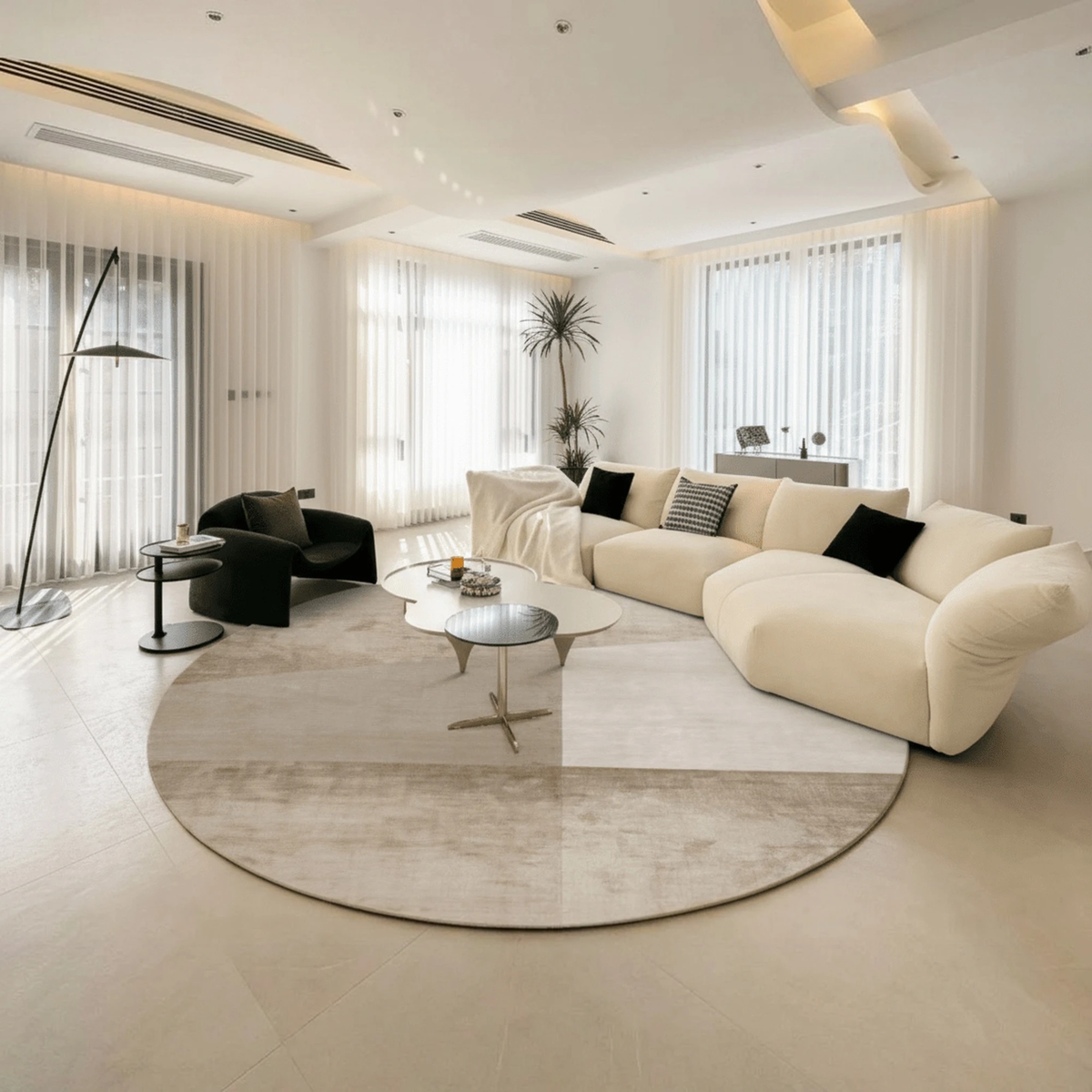 Earth-Tone Abstract Bamboo Silk Area Rug