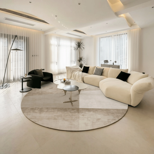 Earth-Tone Abstract Bamboo Silk Area Rug