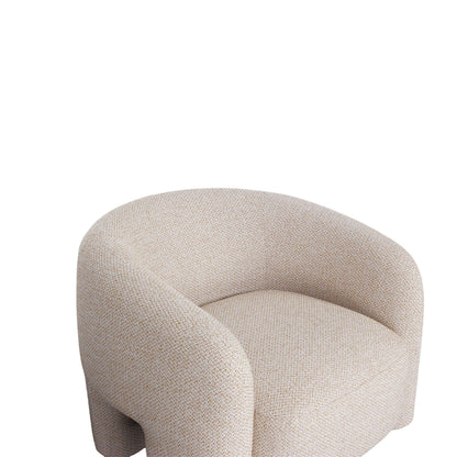 Chloe Pine Wood Tweed Accent Chair - Beige