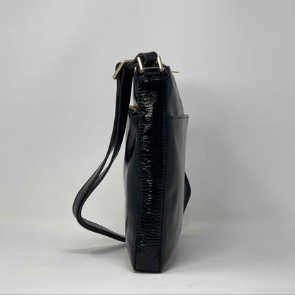 Sac à Bandoulière en cuir Noir vernis | Gisèle