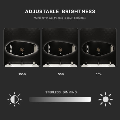 42" Glide Backlit LED Bathroom Mirror, Tempered Glass, Copper-Free HD Silver Mirror, Anti-Fog