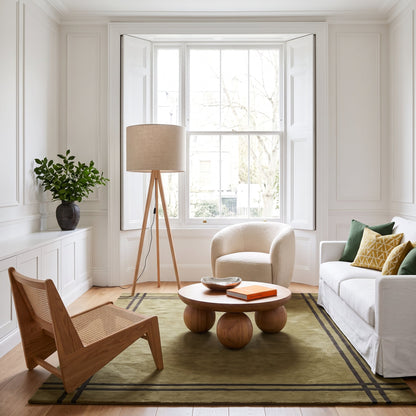 GRAND Pine & Linen Mid-Century Modern Floor Lamp for Living Room, Bedroom & Reading Nook