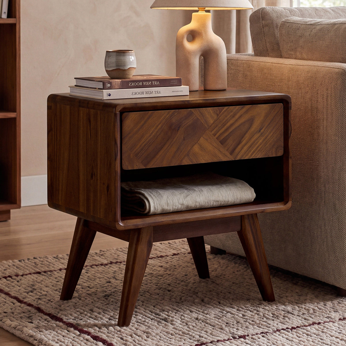 Laden Handcrafted Solid Wood Nightstand