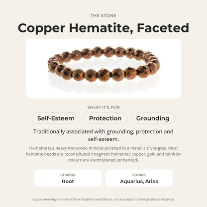 Hematite Faceted Copper Round Bracelet - 8mm