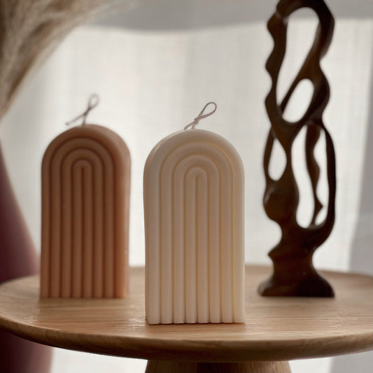 Arch Rainbow Soy Wax Candle: Decorative Vegan Pillar Candle