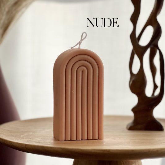 Arch Rainbow Soy Wax Candle: Decorative Vegan Pillar Candle