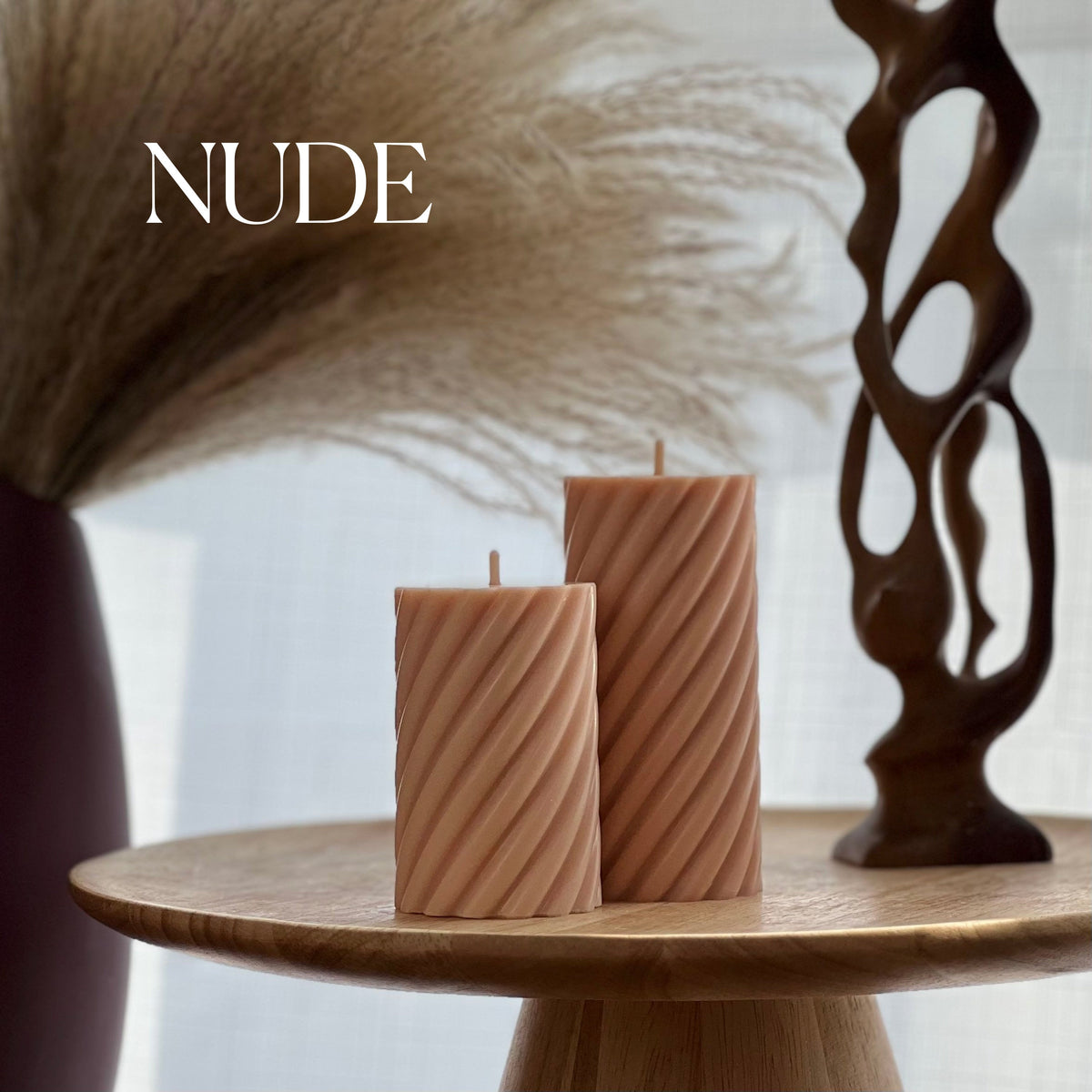 Spiral Ribbed Pillar Candle Set