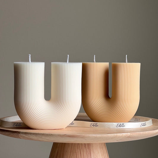 Handmade Ribbed U-Shaped Soy Candle | Home Decor