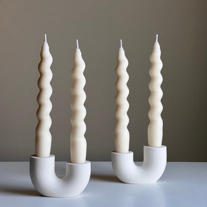 Jesmonite Double Candlestick Holder | Modern Wedding Table Decor