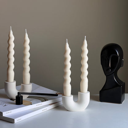 Jesmonite Double Candlestick Holder | Modern Wedding Table Decor