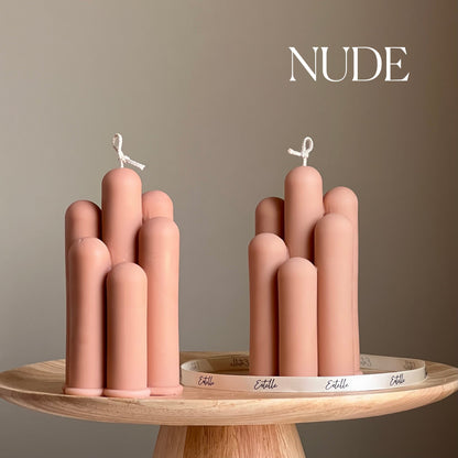 Handmade Irregular Pillar Candle: Geometric Soy Wax Home Decor