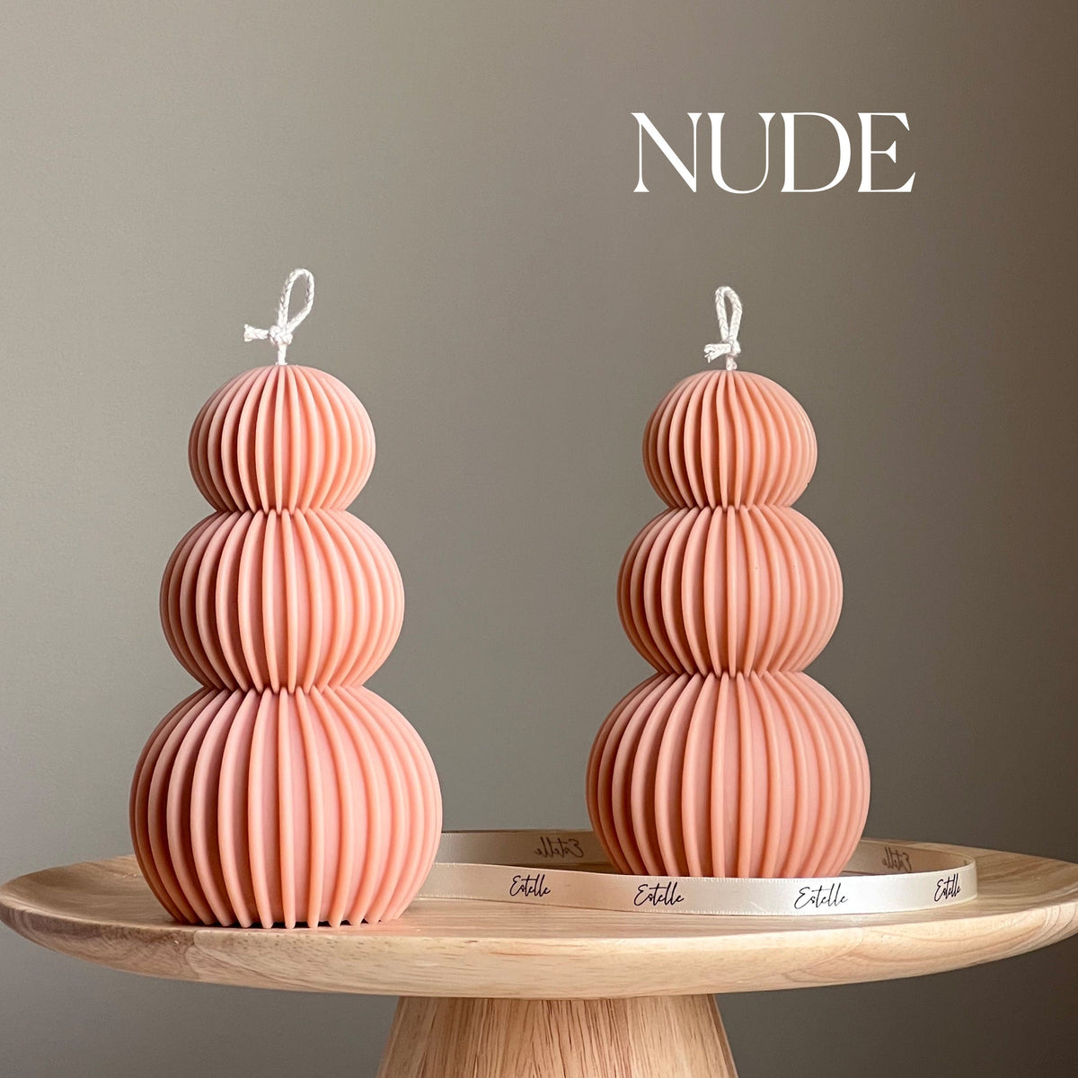 Ribbed Wavy Soy Pillar Candle | Sculptural Home Decor