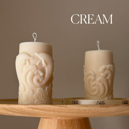 Dolphin Pillar Candle: Handmade Soy Wax Home Decor