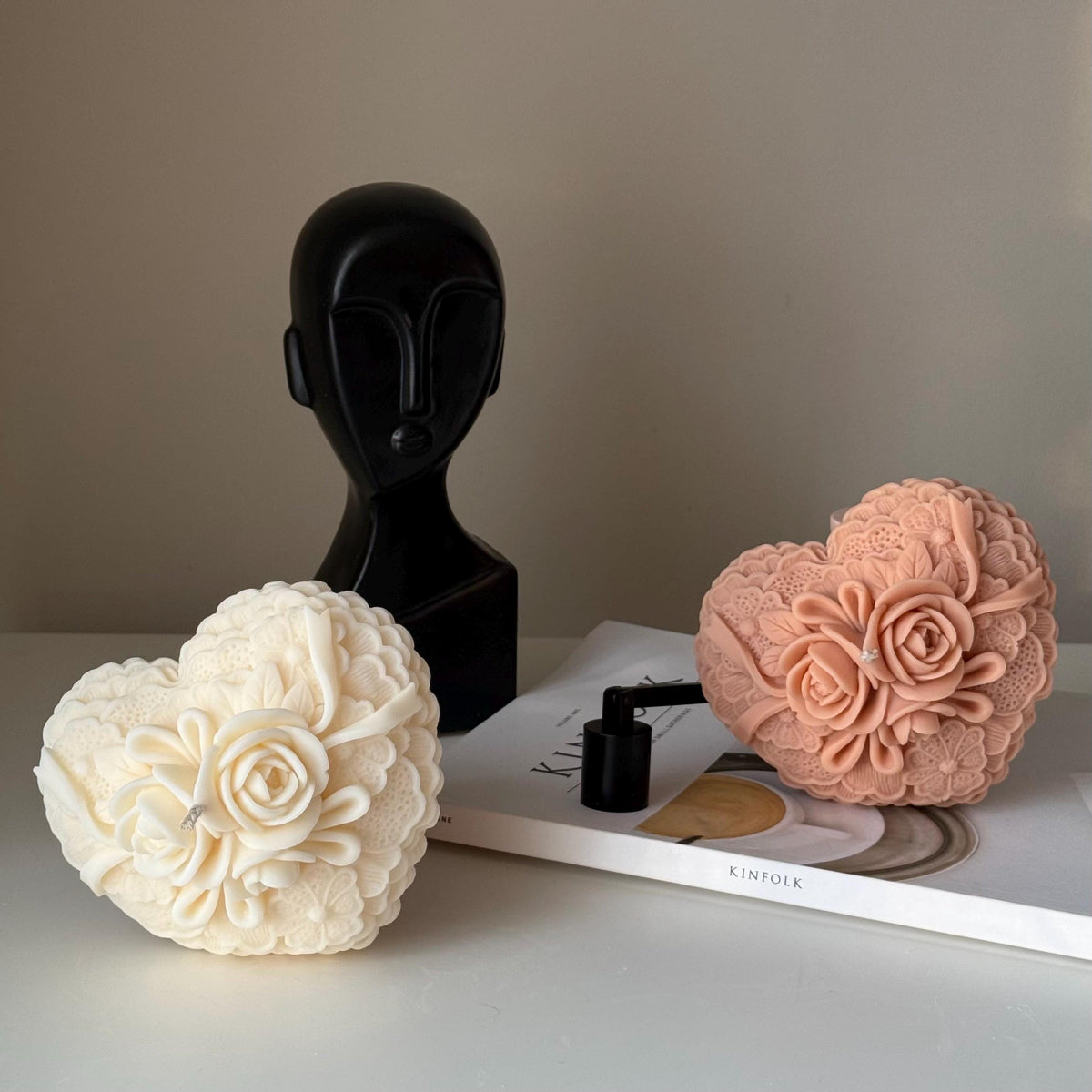 Flower Heart Soy Candle: Handmade Home Decor Gift