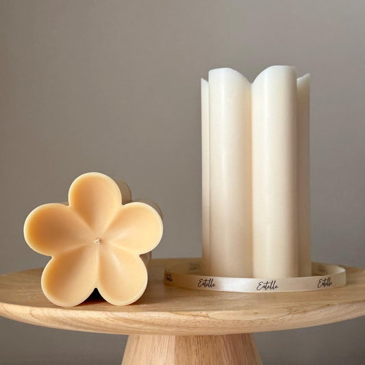 Flower Pillar Soy Candle: Handmade Home Decor, New Home Gift