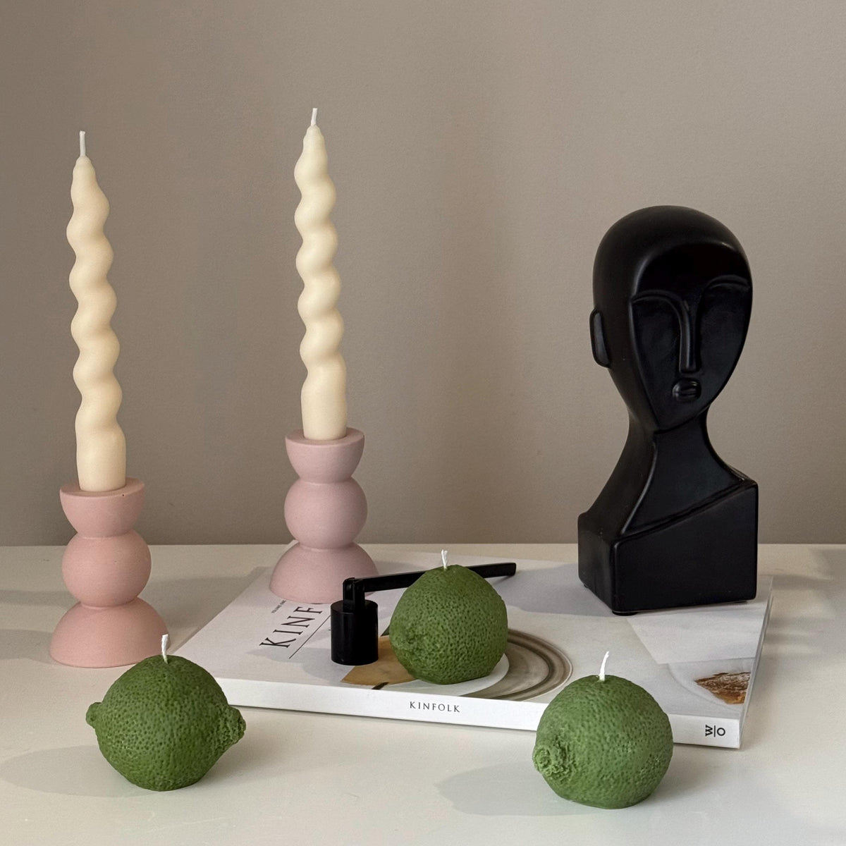Lime Shaped Candle: Scented Soy Wax, Vegan Pillar Candle