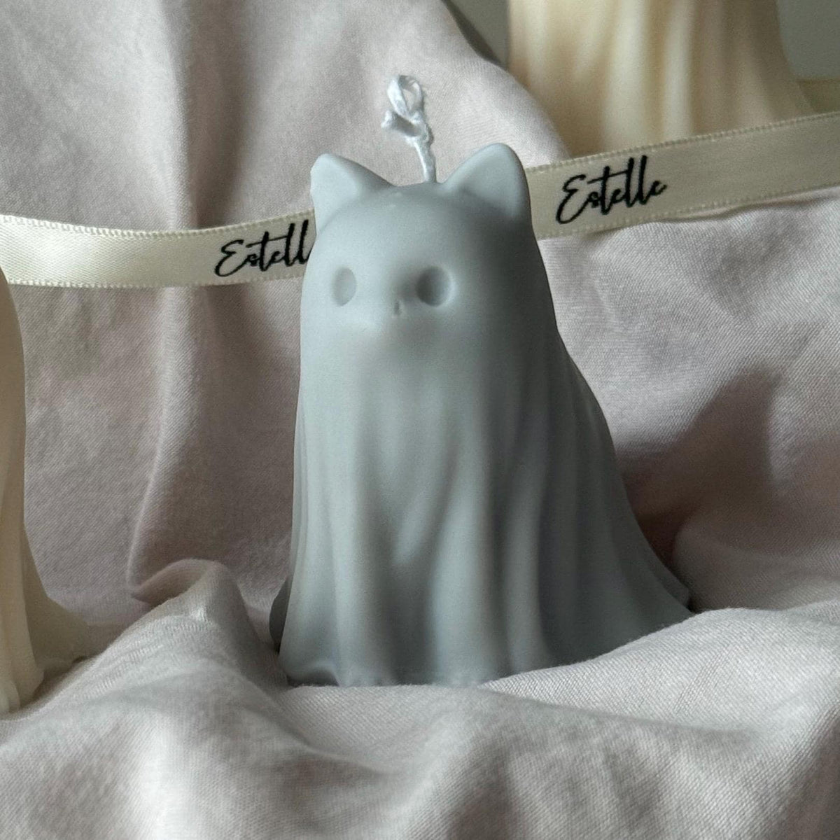 Halloween Cat Ghost Candle: Handmade Soy Wax Animal Gift