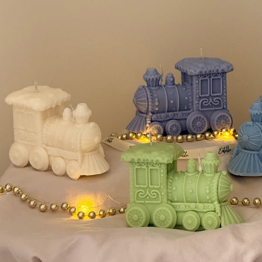 Holiday Train Candle: Sculptural Winter Decor Gift