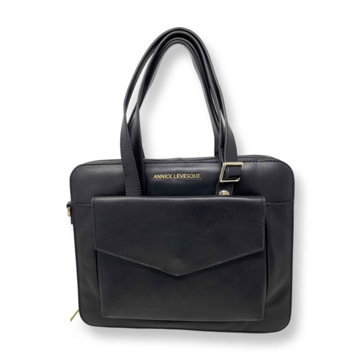 Sac de travail en cuir noir | Sofia