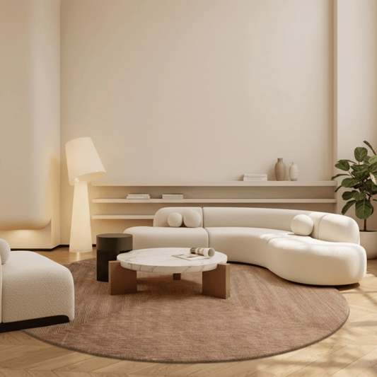 Japandi Style Handcrafted Round Rug
