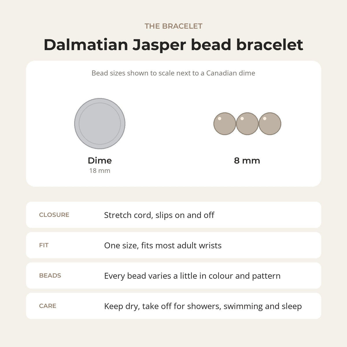 Dalmatian Jasper Matte Round Bracelet - 8mm