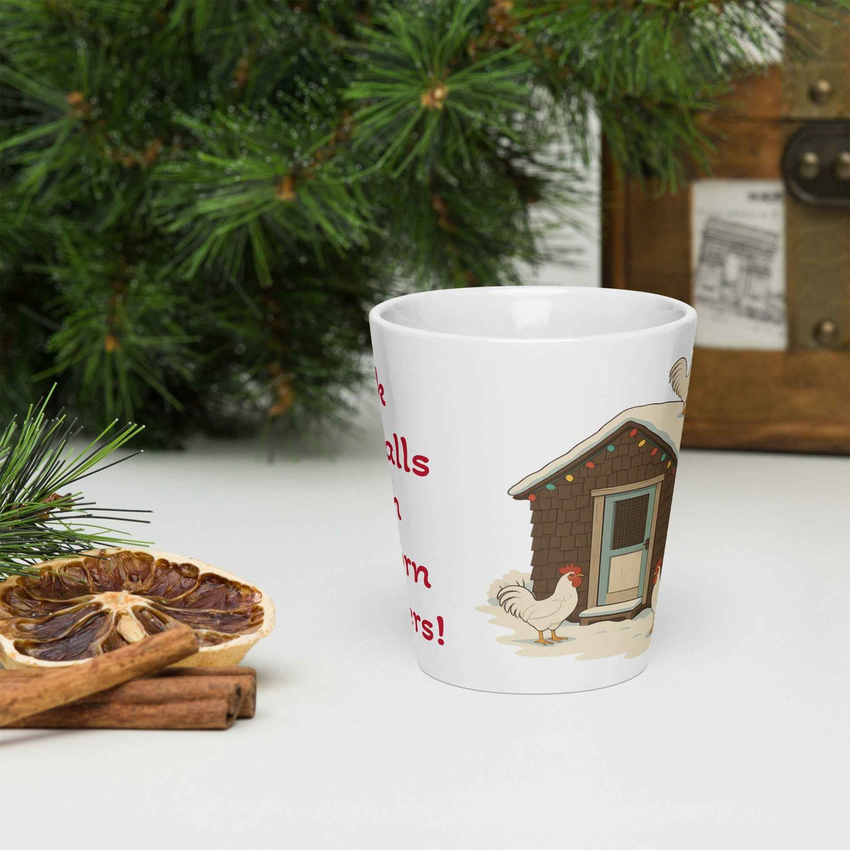 Chickmas Deck the Leghorn Latte mug