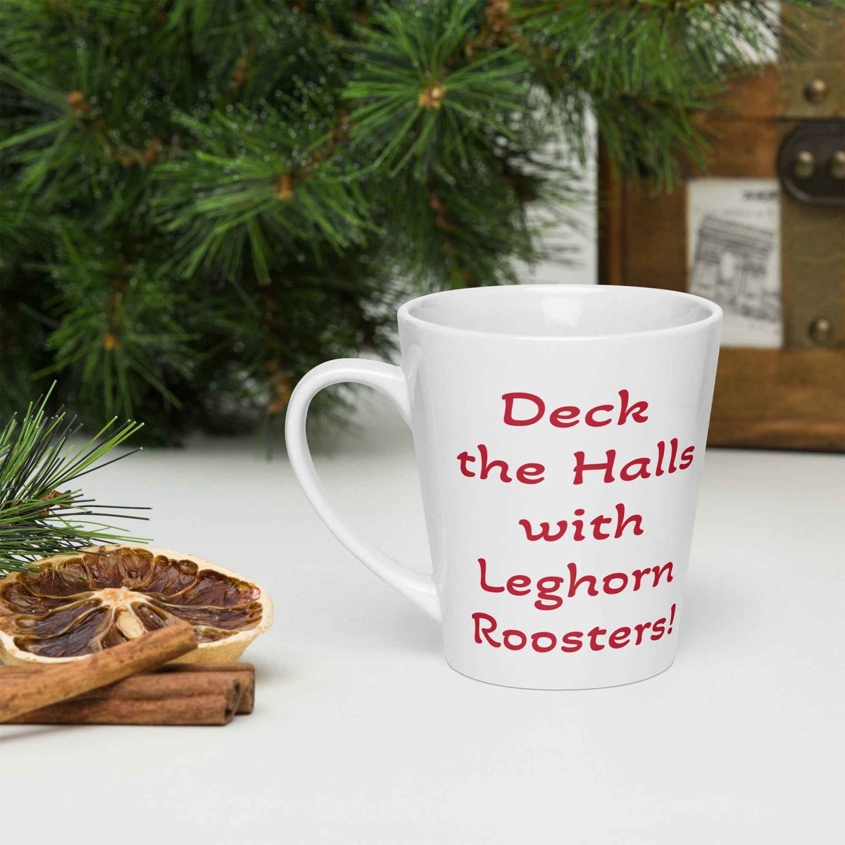 Chickmas Deck the Leghorn Latte mug