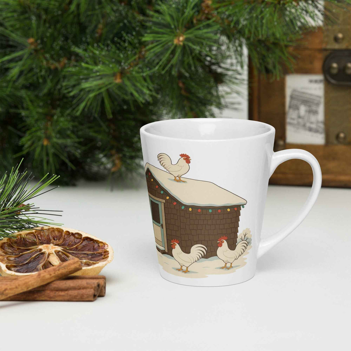 Chickmas Deck the Leghorn Latte mug