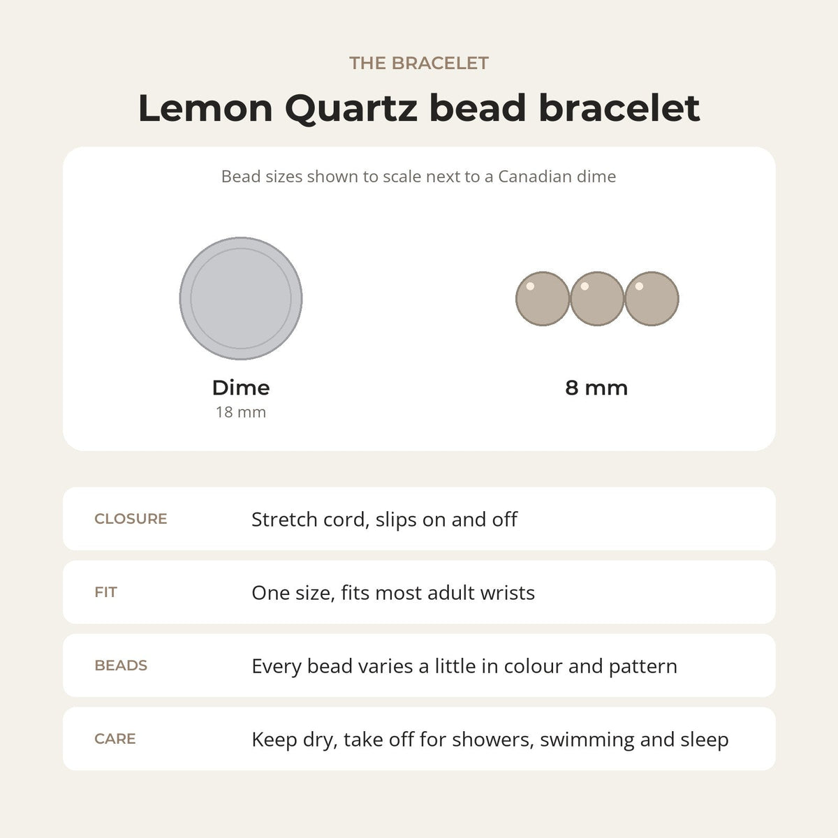 Lemon Quartz Round Bracelet - 8mm