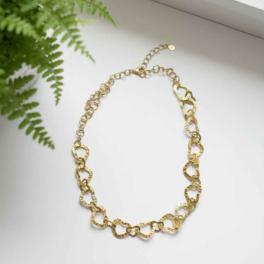 Linked Heart Necklace - Gold Stainless Steel