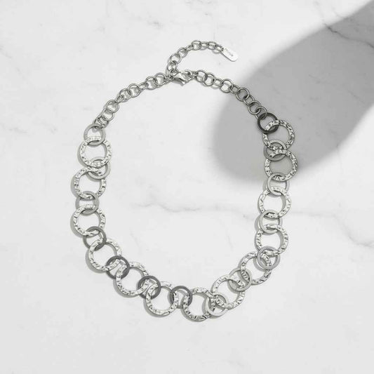 Linked Hoop Necklace - Grey Stainless Steel