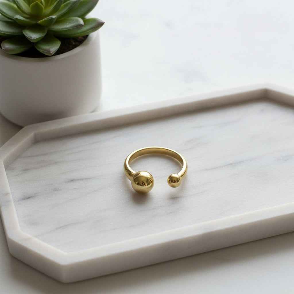Open Ball Ring - Gold Stainless Steel