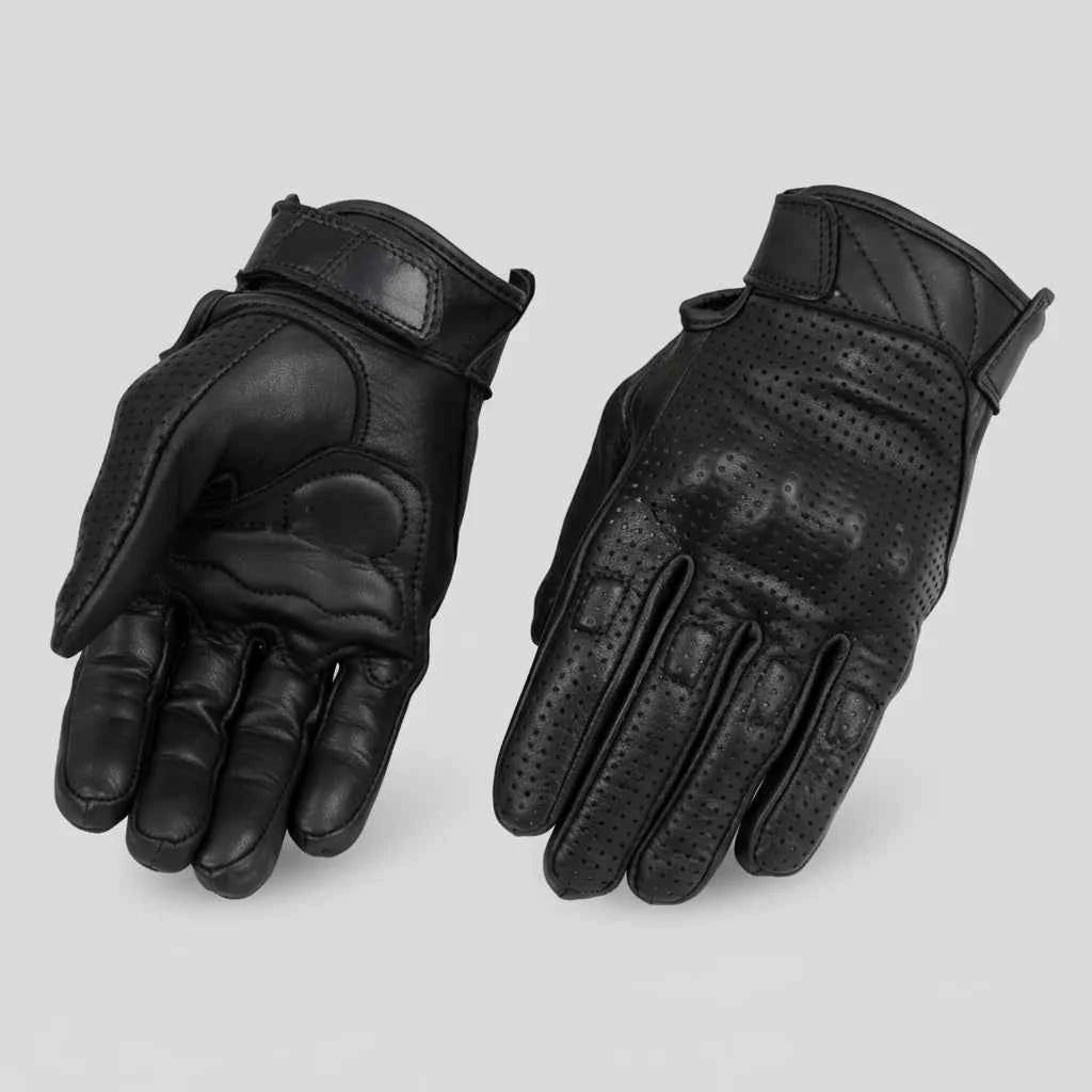 Open Road Men's Perforated Armored Leather Motorcycle Gloves