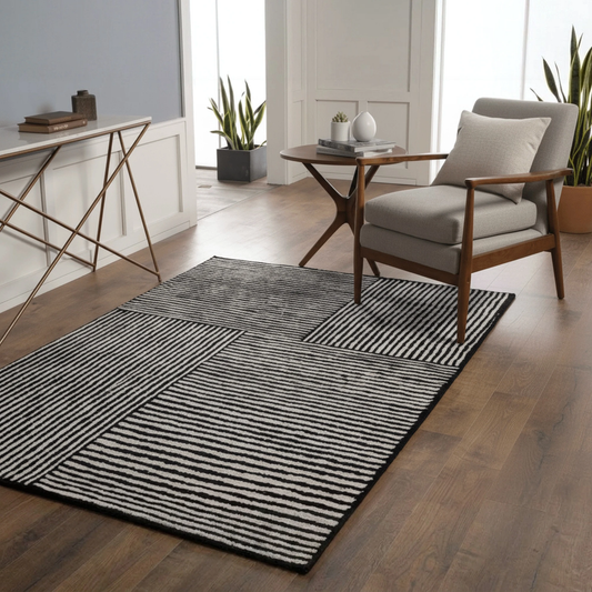 Monochrome Linear Block Rug