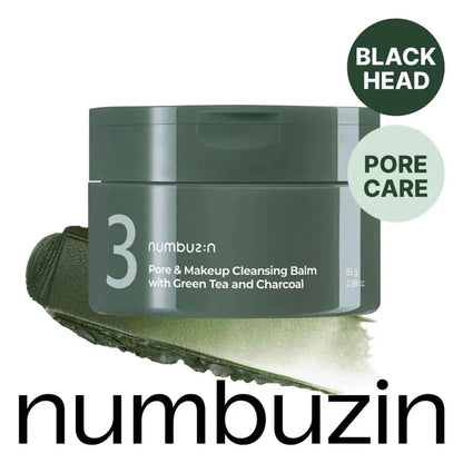 Numbuzin No.3 Pore & Makeup Cleansing Balm with Green Tea and Charcoal 85g