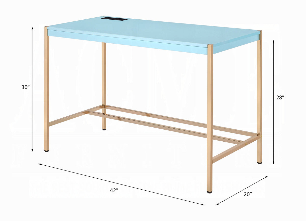 Lunar Elegant Multi-Purpose Desk w/USB Port - Aqua/Gold